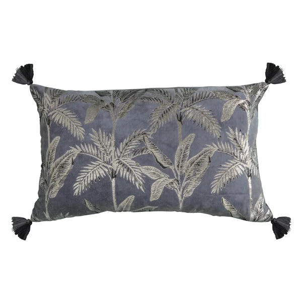 Cedar & Sage Palm Tassel Velvet Cushion 1 Cedar & Sage Palm Tassel Velvet Cushion