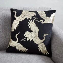 Dunelm Crane Foil Print Cushion