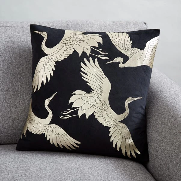 Dunelm Crane Foil Print Cushion 1 Dunelm Crane Foil Print Cushion