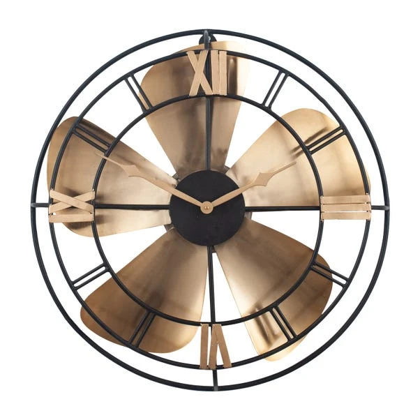 Pacific Lifestyle Antique Brass & Black Fan Design Wall Clock 46cm 2 Pacific Lifestyle Antique Brass & Black Fan Design Wall Clock 46cm - Image 2