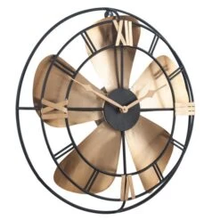 Pacific Lifestyle Antique Brass & Black Fan Design Wall Clock 46cm 5 Pacific Lifestyle Antique Brass & Black Fan Design Wall Clock 46cm -Decoration Store 30803492 alt02