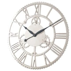 Pacific Lifestyle Shiny Nickel Cog Design Wall Clock 61cm -Decoration Store 30803493 alt02