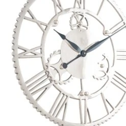Pacific Lifestyle Shiny Nickel Cog Design Wall Clock 61cm -Decoration Store 30803493 alt03