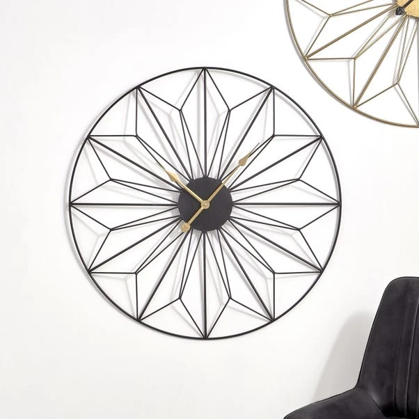 Pacific Lifestyle Black And Gold Geo Design Wall Clock 77cm 1 Pacific Lifestyle Black And Gold Geo Design Wall Clock 77cm