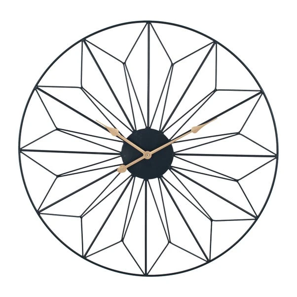 Pacific Lifestyle Black And Gold Geo Design Wall Clock 77cm 2 Pacific Lifestyle Black And Gold Geo Design Wall Clock 77cm - Image 2