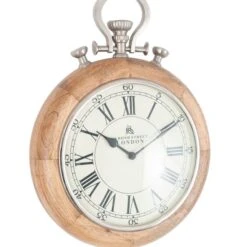 Pacific Lifestyle Nickel & Mango Wood Stopwatch Wall Clock -Decoration Store 30804317 alt02
