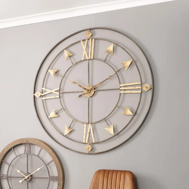 Pacific Lifestyle Antique Grey & Gold Large Wall Clock 120cm 1 Pacific Lifestyle Antique Grey & Gold Large Wall Clock 120cm