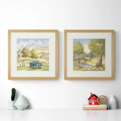 Dunelm Set Of 2 Framed Prints - Carrot Farm Detail II / Carrot Cottage School