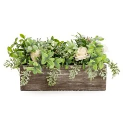 Dunelm White Rose With Green Leaves In A Box
